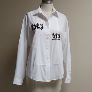 Kokopelli White Tuxedo Shirt Medium